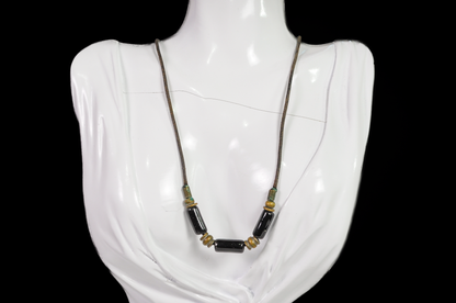 Midnight Muse Black Glass Geometric Bead Necklace