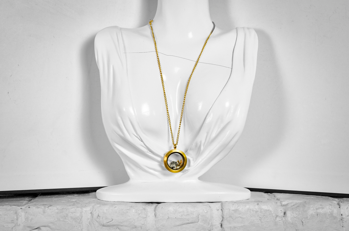 Origami Owl Gold-Tone Living Locket Necklace with Interchangeable Charms