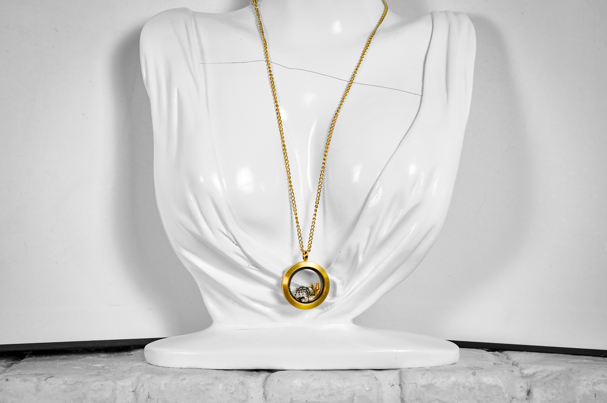 Origami Owl Gold-Tone Living Locket Necklace with Interchangeable Charms