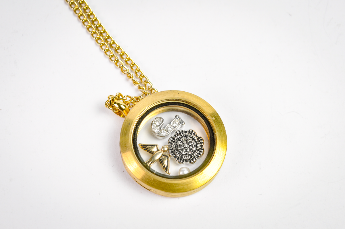 Origami Owl Gold-Tone Living Locket Necklace with Interchangeable Charms