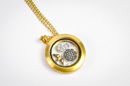 Origami Owl Gold-Tone Living Locket Necklace with Interchangeable Charms