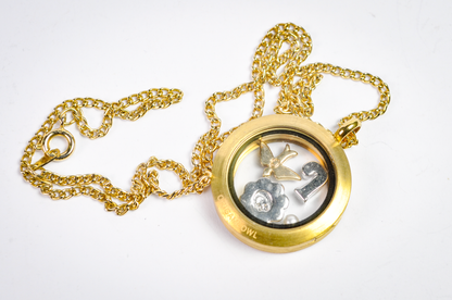 Origami Owl Gold-Tone Living Locket Necklace with Interchangeable Charms