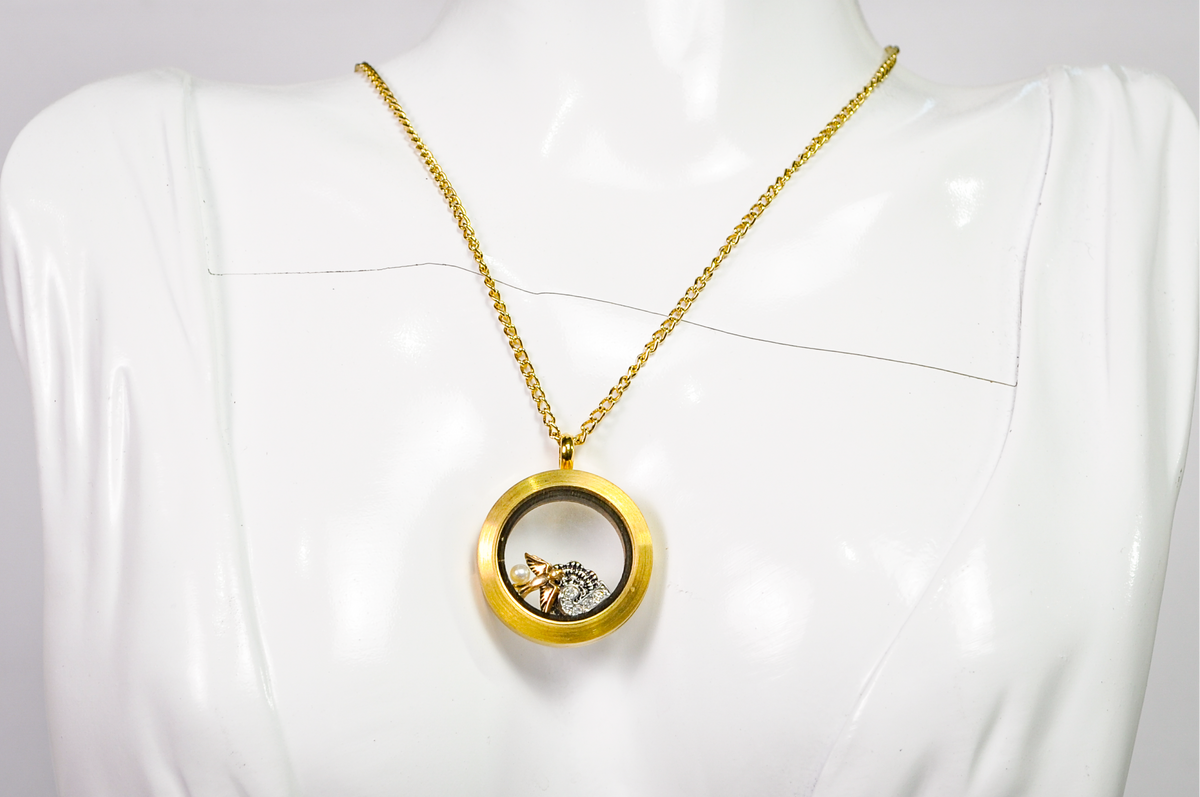 Origami Owl Gold-Tone Living Locket Necklace with Interchangeable Charms