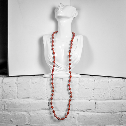 Retro Red Striped Wooden Bead Layered Necklace