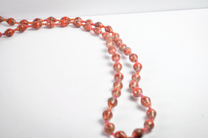 Retro Red Striped Wooden Bead Layered Necklace