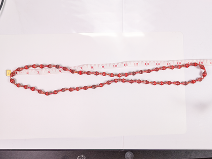 Retro Red Striped Wooden Bead Layered Necklace