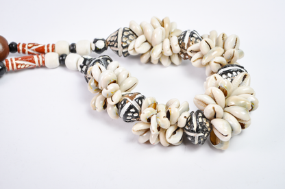Stunning Cowrie Shell & Patterned Bead Statement Necklace