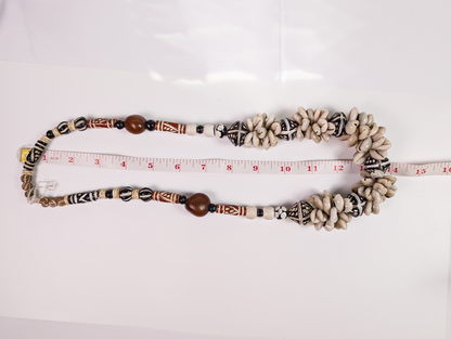 Stunning Cowrie Shell & Patterned Bead Statement Necklace