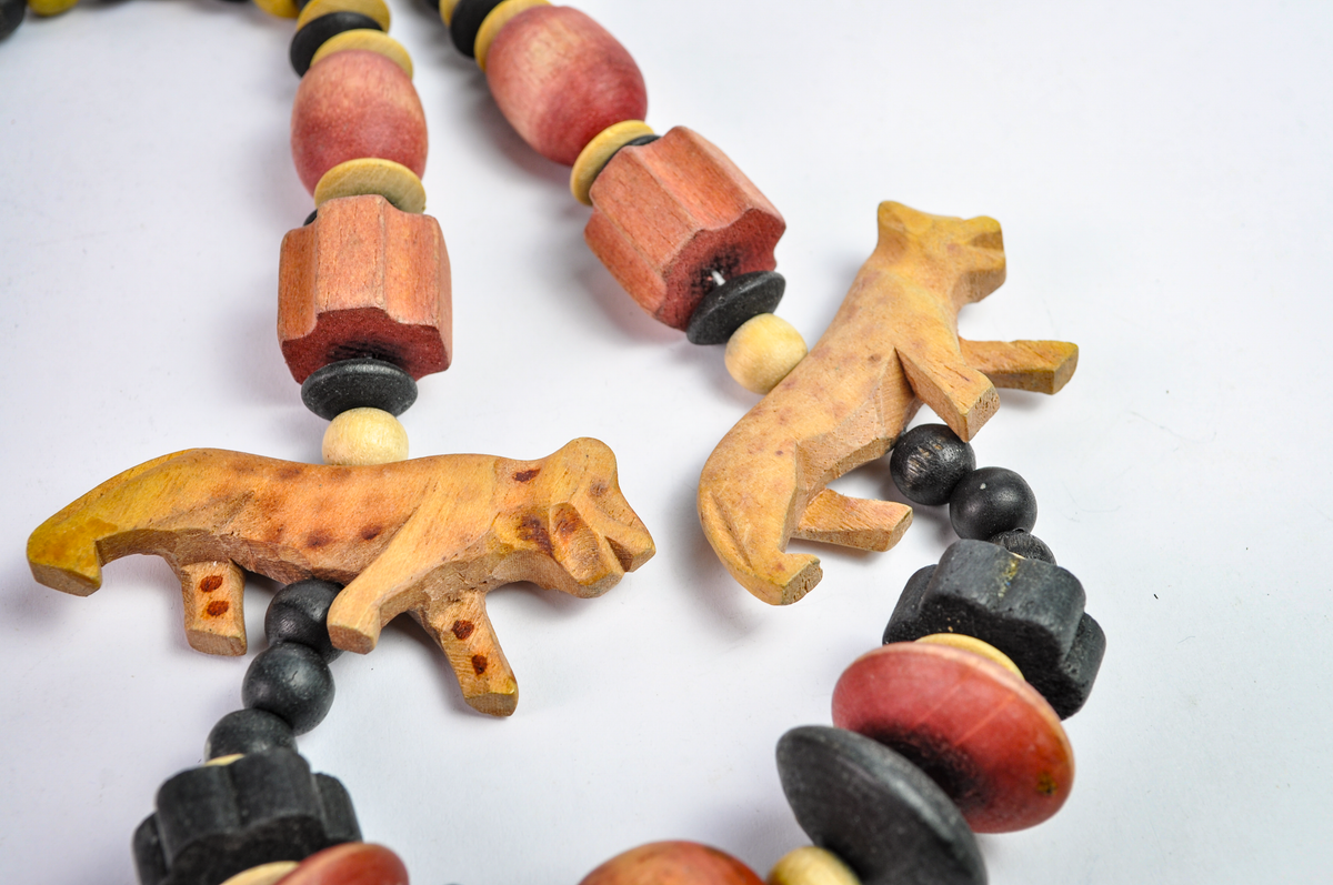 Wild Spirit Carved Animal & Chunky Bead Statement Necklace