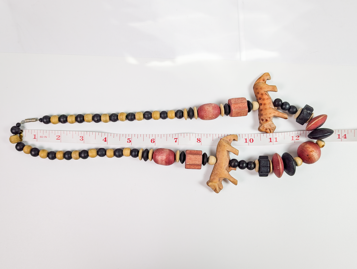 Wild Spirit Carved Animal & Chunky Bead Statement Necklace