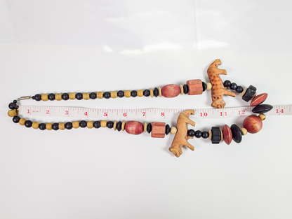 Wild Spirit Carved Animal & Chunky Bead Statement Necklace