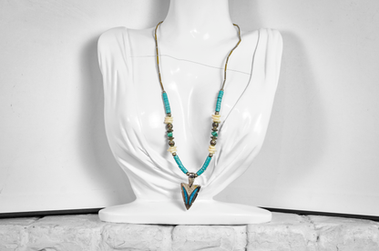 Desert Sky Turquoise & Metal Arrowhead Pendant Necklace