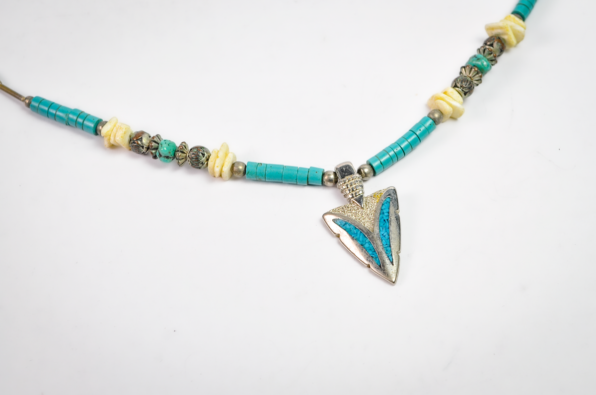 Desert Sky Turquoise & Metal Arrowhead Pendant Necklace
