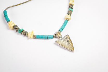 Desert Sky Turquoise & Metal Arrowhead Pendant Necklace