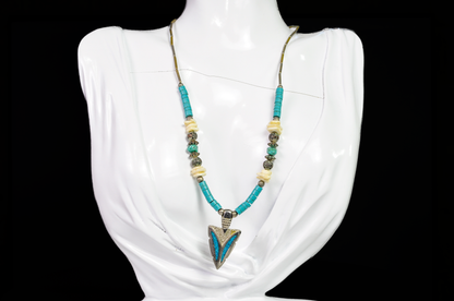Desert Sky Turquoise & Metal Arrowhead Pendant Necklace
