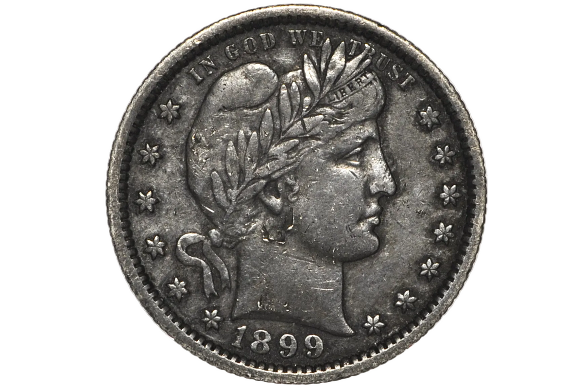 1899 Barber Silver Quarter - XF+ Detail, Dark Color - 1899P Barber Quarter - Unique Coin