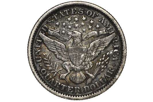 1899 Barber Silver Quarter - XF+ Detail, Dark Color - 1899P Barber Quarter - Unique Coin