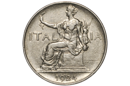 1924 1 Lira - AU -  L.1 Italian Coin 1924 - Beautiful Coin - 1924 L1 Italy One lire - Nickel Composition