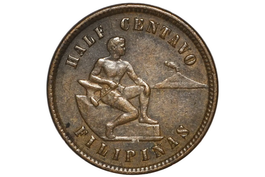 1903 Philippines Half Centavo - AU/Unc. Condition - Rarer Coin - 1903 Half Centavo Filipinas, Great Condition