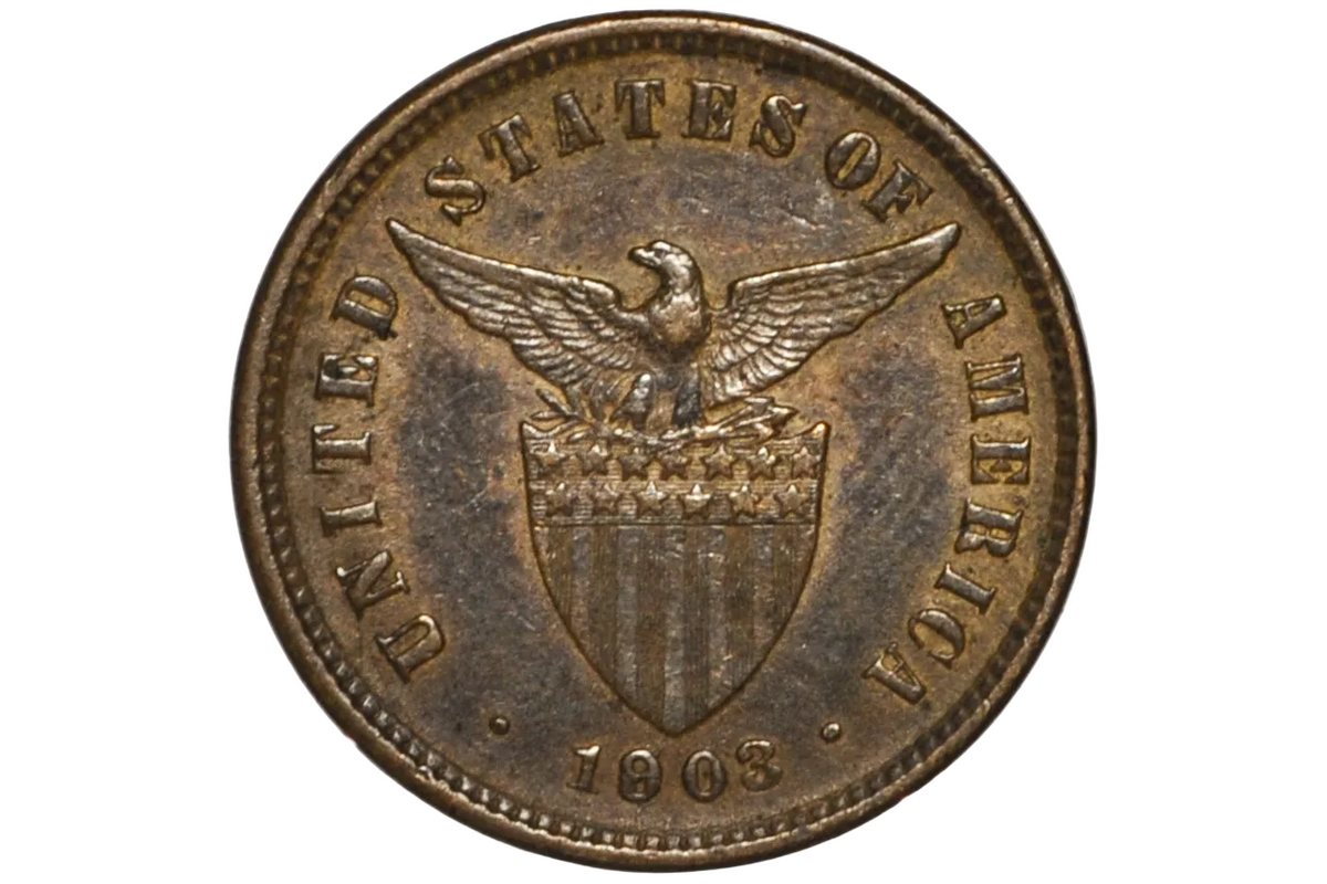 1903 Philippines Half Centavo - AU/Unc. Condition - Rarer Coin - 1903 Half Centavo Filipinas, Great Condition