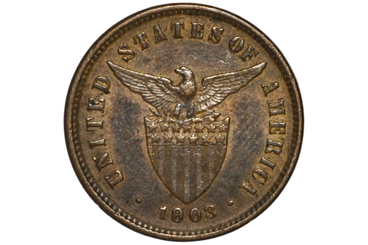1903 Philippines Half Centavo - AU/Unc. Condition - Rarer Coin - 1903 Half Centavo Filipinas, Great Condition