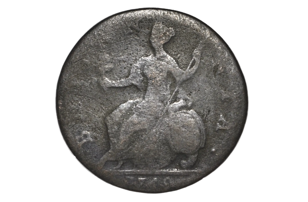 1749 UK Halfpenny - Great Details, Corrosion - 1749 Great Britain 1/2 Penny