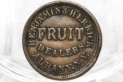 1863 Store Card Civil War Token - Fruit Dealers - Merchant CWT - Albany NY