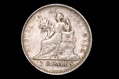 Rarer 1895 Guatemala 2 Reales - XF45 - Historic Coin Type - Republic of Guatemala Coin - Guatemala Quetzal