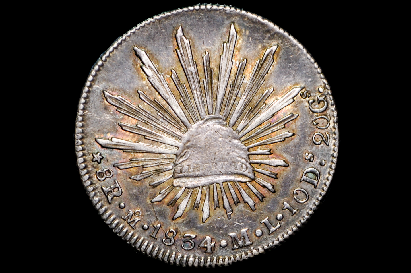 1834 Silver 8 Reales Mexico Mo Ml - Choice AU, Beautiful Luster & Toning - Rarer - Mexican Eight Reales Silver 1834
