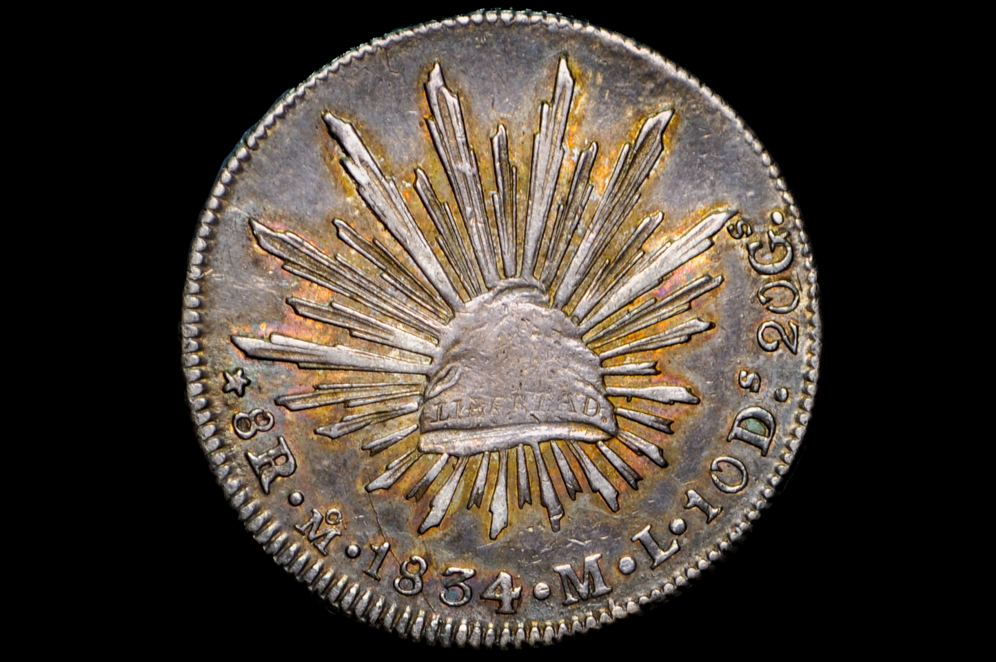 1834 Silver 8 Reales Mexico Mo Ml - Choice AU, Beautiful Luster & Toning - Rarer - Mexican Eight Reales Silver 1834