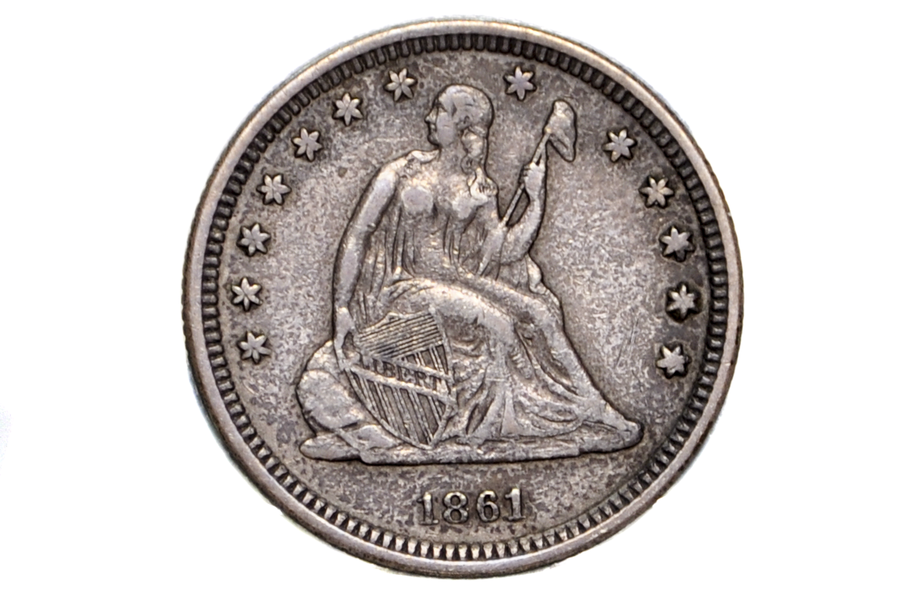 1861 Seated Liberty Quarter - XF - 1861 Silver Quarter 1861 Liberty Seated Quarter; Historic Coin Type, Great Collection Addition