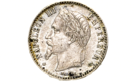 1867 French 50 Centimes - Uncirculated, Beautiful Luster - BB Mint Mark (rarer), Strasbourg Mint - Silver - Napoleon III France Fifty Centimes 1867BB, Napoleon the 3rd