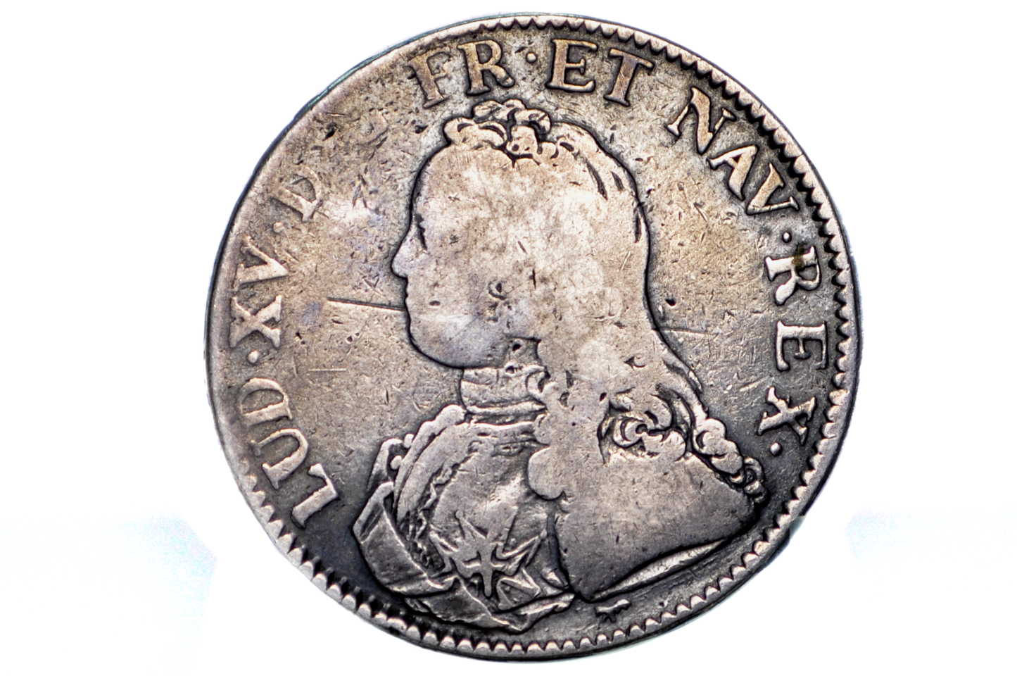 1726 ECU France, 300 years old, Paris Mint, Louis XV - Paris Mint Silver ECU 1764, 1700s Silver Coin, Old French Coin