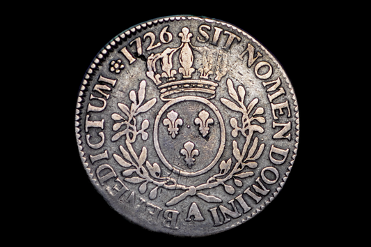 1726 ECU France, 300 years old, Paris Mint, Louis XV - Paris Mint Silver ECU 1764, 1700s Silver Coin, Old French Coin