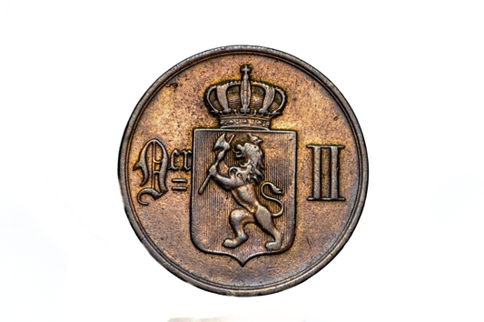 Rare 1875 Norway 5 Ore Coin - Great Condition - Norwegian Five Ore Coin 1875, Lower Mintage Coin, Few Surviving