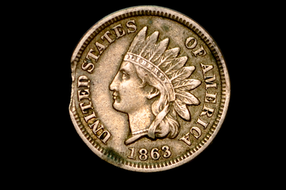 1863 Error Indian Head Cent Clipped Planchet - AU Detail - Great Unique Error Piece For a Collection