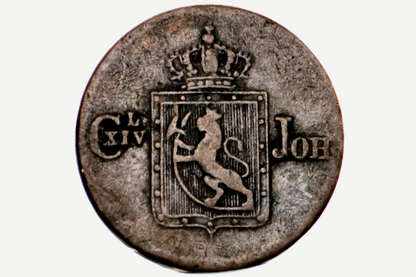 Norway 1839 1/2 Skilling Copper Coin - Norwegian Half Skilling 1839 - Rare Date, Few Made