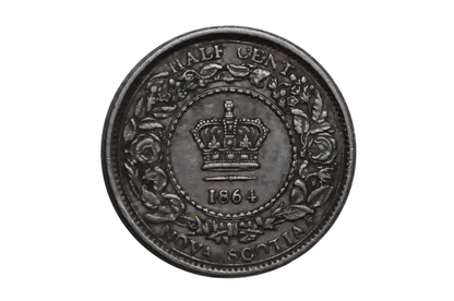 1864 Nova Scotia Half Penny - Choice AU/Unc. - Rare Coin Type - Province of Nova Scotia 1/2 Penny 1864
