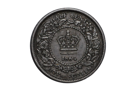 1864 Nova Scotia Half Penny - Choice AU/Unc. - Rare Coin Type - Province of Nova Scotia 1/2 Penny 1864