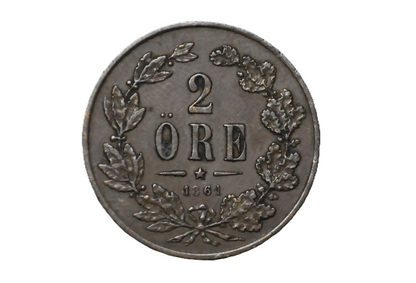 1861 Swedish 2 Ore Coin - XF Condition - King Carl XV - 1.626 Million Made - Great for Birthdays, Collections