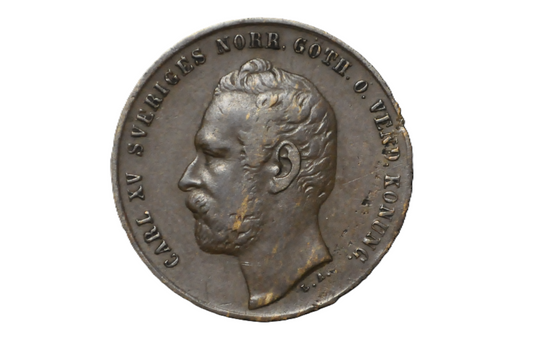 1861 Swedish 2 Ore Coin - XF Condition - King Carl XV - 1.626 Million Made - Great for Birthdays, Collections