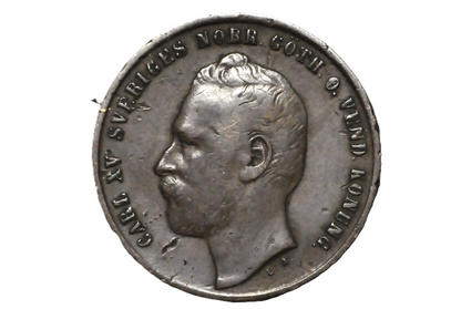 1863 Swedish 2 Ore Coin - VF Condition - King Carl XV - Old Swedish Coins