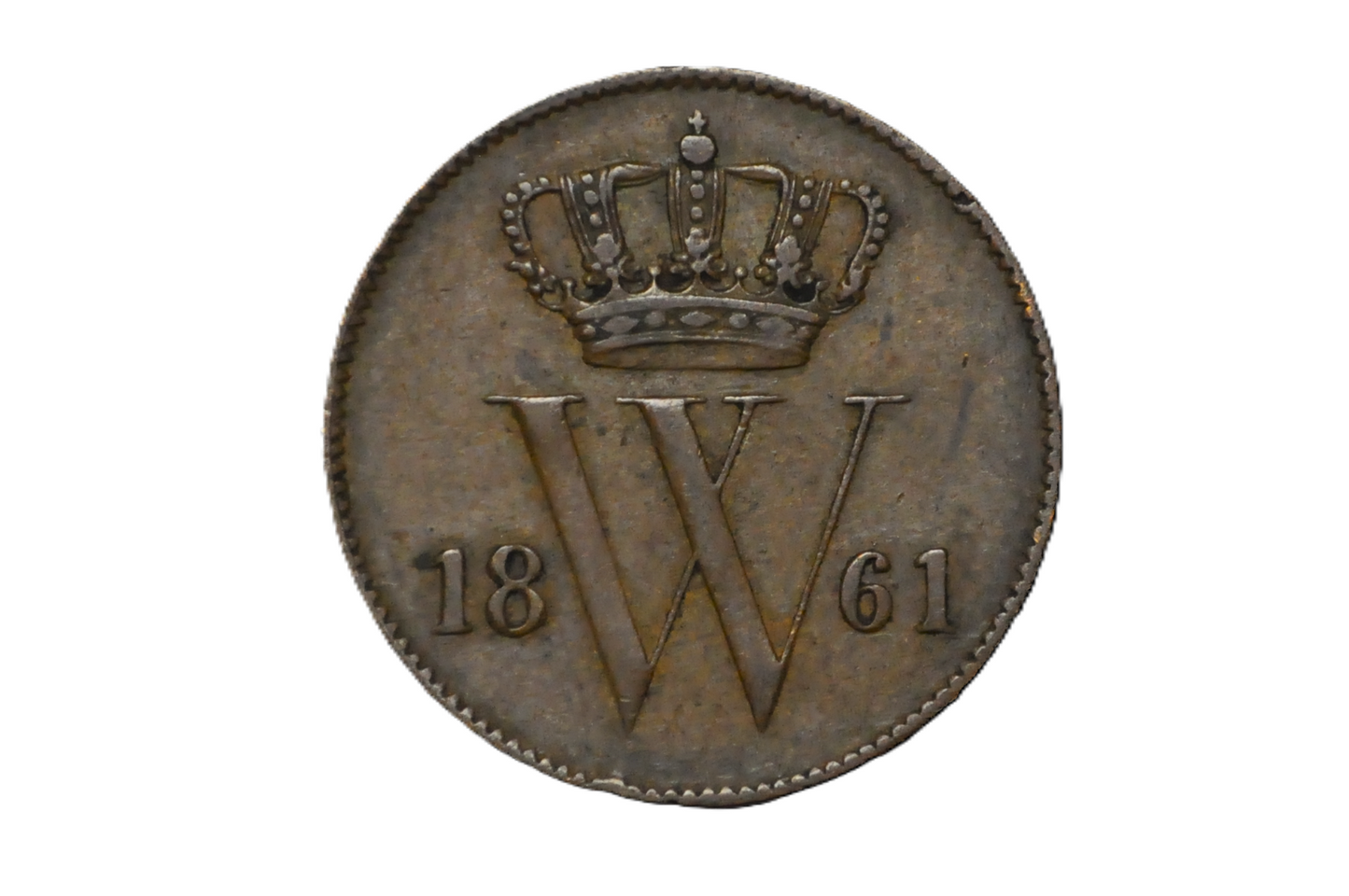 1861 Netherlands 1 Cent - XF Condition - Old Netherlands Coin, Super Cool - Late 1800s Coins - European Coins