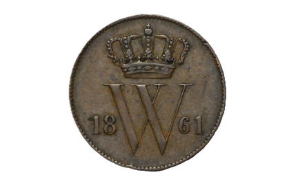 1861 Netherlands 1 Cent - XF Condition - Old Netherlands Coin, Super Cool - Late 1800s Coins - European Coins