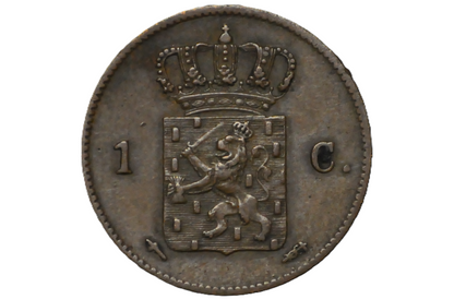 1861 Netherlands 1 Cent - XF Condition - Old Netherlands Coin, Super Cool - Late 1800s Coins - European Coins