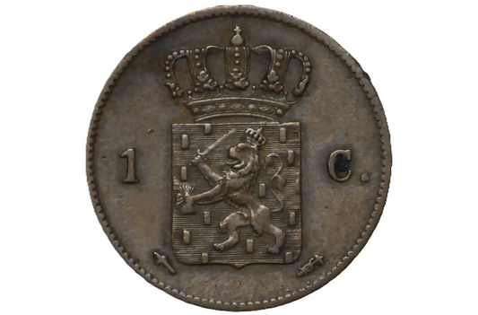 1861 Netherlands 1 Cent - XF Condition - Old Netherlands Coin, Super Cool - Late 1800s Coins - European Coins