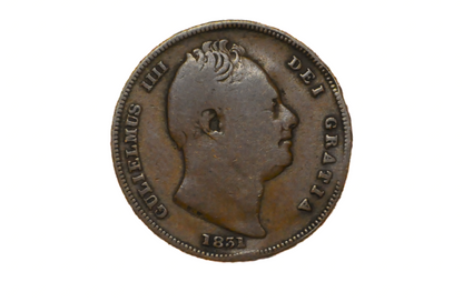 1831 UK Half Penny Great Britain 1831 - King William IV - British 1/2 Penny From 1831, Scarce Coin