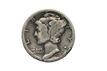 1919 Mercury Dime / Wheat Penny Magician’s Trick Coin - Two-Sided Hybrid Coin: 1919 Mercury Dime & One Cent Wheat Reverse