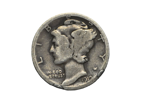 1919 Mercury Dime / Wheat Penny Magician’s Trick Coin - Two-Sided Hybrid Coin: 1919 Mercury Dime & One Cent Wheat Reverse