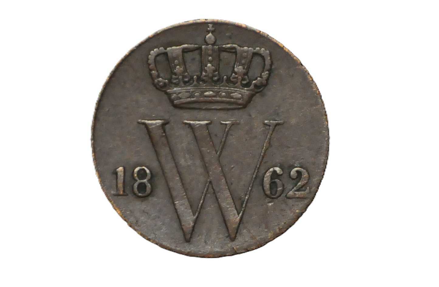 1862 Netherlands 1/2 Cent Coin - VF Grade / Condition - King William III of Netherlands